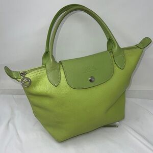 Longchamp Pebbled Leather Small Le Pliage Top Handle Zip Bag